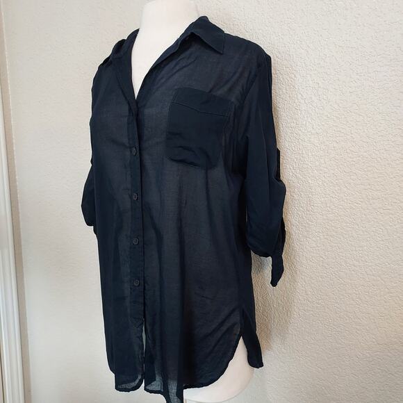 ⭐️5/$20 Ellen Tracy Navy Blue Button Down Size S - Picture 5 of 11